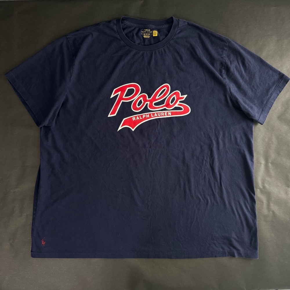 Polo Ralph Lauren Men’s Navy Blue Logo Print Cotton Crew Neck T-Shirt 3XB 3TG - Picture 4 of 9